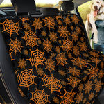 Black And Orange Spider Web Print Pet Car Back Seat Cover