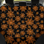 Black And Orange Spider Web Print Pet Car Back Seat Cover