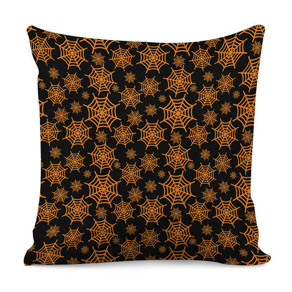 Black And Orange Spider Web Print Pillow Cover