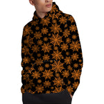 Black And Orange Spider Web Print Pullover Hoodie