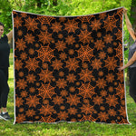 Black And Orange Spider Web Print Quilt