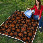 Black And Orange Spider Web Print Quilt