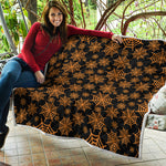 Black And Orange Spider Web Print Quilt