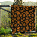 Black And Orange Spider Web Print Quilt