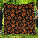 Black And Orange Spider Web Print Quilt