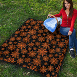 Black And Orange Spider Web Print Quilt
