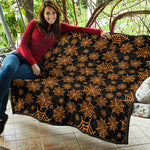 Black And Orange Spider Web Print Quilt