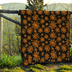 Black And Orange Spider Web Print Quilt