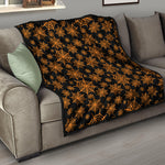 Black And Orange Spider Web Print Quilt