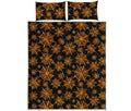 Black And Orange Spider Web Print Quilt Bed Set