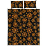 Black And Orange Spider Web Print Quilt Bed Set