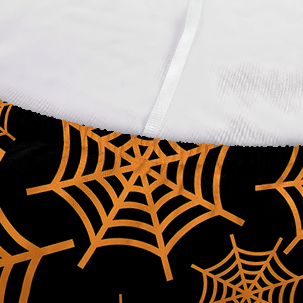 Black And Orange Spider Web Print Sofa Cover
