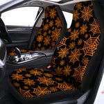 Black And Orange Spider Web Print Universal Fit Car Seat Covers