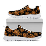 Black And Orange Spider Web Print White Sneakers