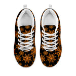 Black And Orange Spider Web Print White Sneakers