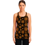 Black And Orange Spider Web Print Women's Racerback Tank Top