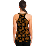 Black And Orange Spider Web Print Women's Racerback Tank Top