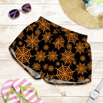 Black And Orange Spider Web Print Women's Shorts