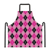 Black And Pink Argyle Pattern Print Apron