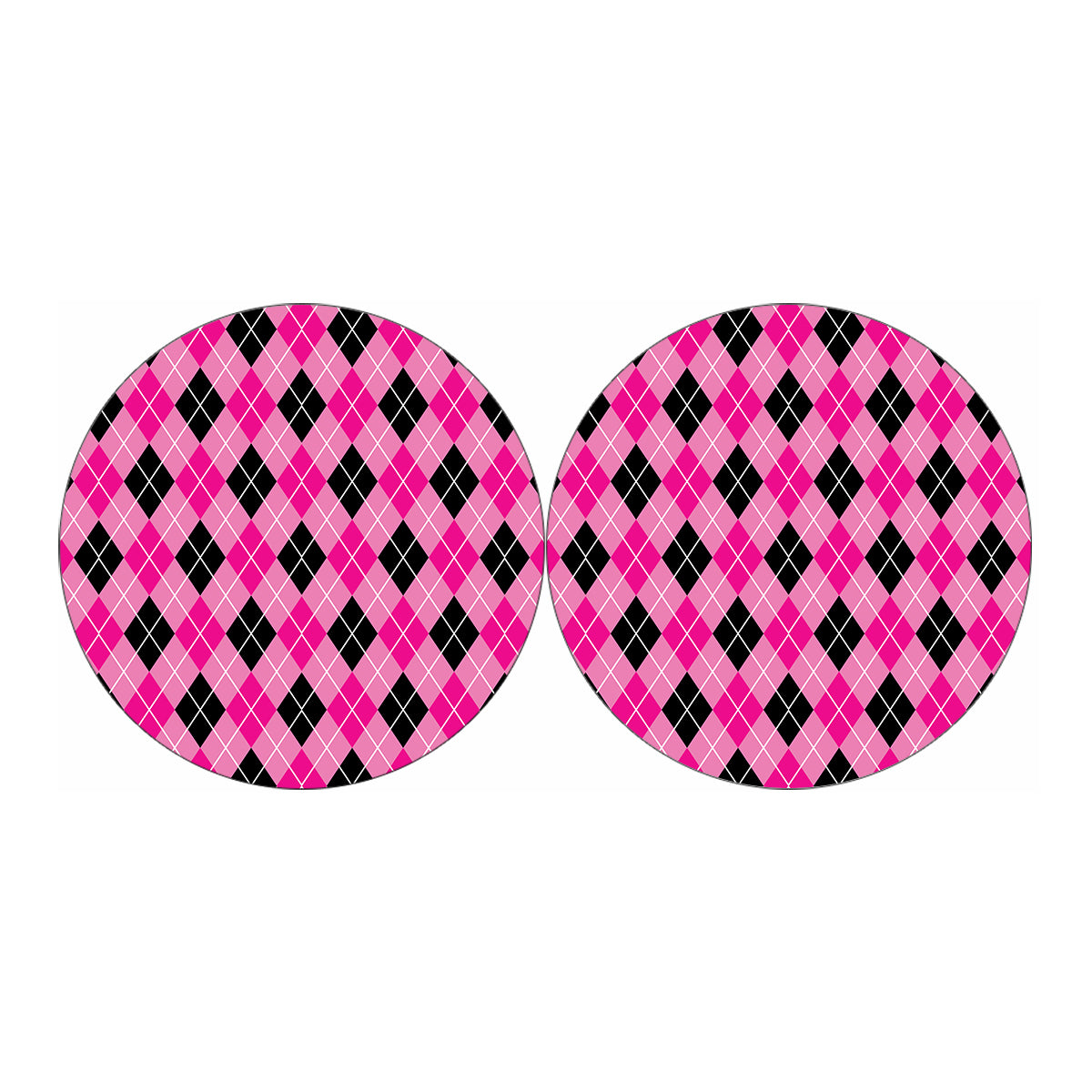 Black And Pink Argyle Pattern Print Car Coasters