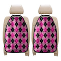 Black And Pink Argyle Pattern Print Car Seat Organizers