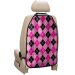 Black And Pink Argyle Pattern Print Car Seat Organizers