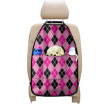 Black And Pink Argyle Pattern Print Car Seat Organizers