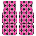 Black And Pink Argyle Pattern Print Front and Back Car Floor Mats