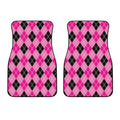 Black And Pink Argyle Pattern Print Front Car Floor Mats