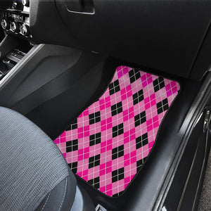 Black And Pink Argyle Pattern Print Front Car Floor Mats