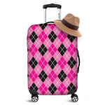 Black And Pink Argyle Pattern Print Luggage Cover