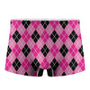 Black And Pink Argyle Pattern Print Men's Boxer Briefs