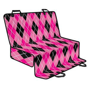 Black And Pink Argyle Pattern Print Pet Car Back Seat Cover