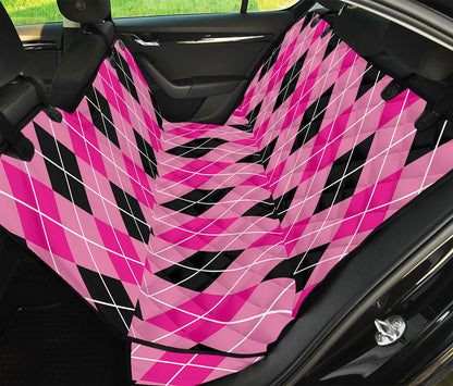Black And Pink Argyle Pattern Print Pet Car Back Seat Cover