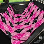 Black And Pink Argyle Pattern Print Pet Car Back Seat Cover