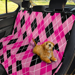 Black And Pink Argyle Pattern Print Pet Car Back Seat Cover