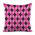 Black And Pink Argyle Pattern Print Pillow Cover