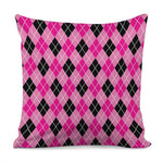 Black And Pink Argyle Pattern Print Pillow Cover