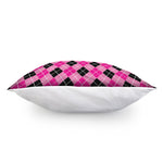 Black And Pink Argyle Pattern Print Pillow Cover
