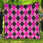 Black And Pink Argyle Pattern Print Quilt