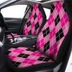 Black And Pink Argyle Pattern Print Universal Fit Car Seat Covers