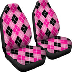 Black And Pink Argyle Pattern Print Universal Fit Car Seat Covers