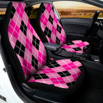 Black And Pink Argyle Pattern Print Universal Fit Car Seat Covers