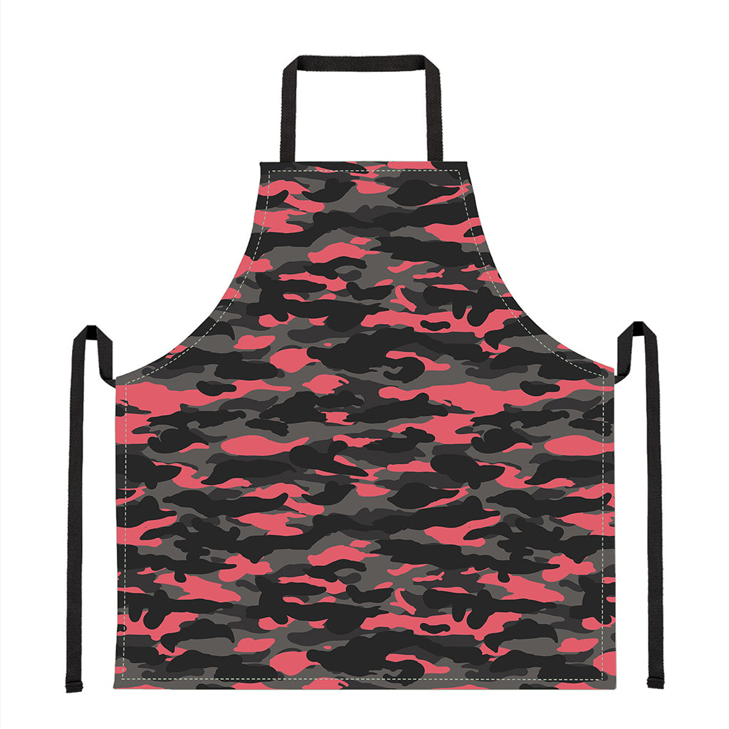 Black And Pink Camouflage Print Apron