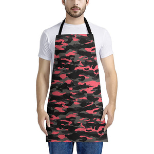 Black And Pink Camouflage Print Apron