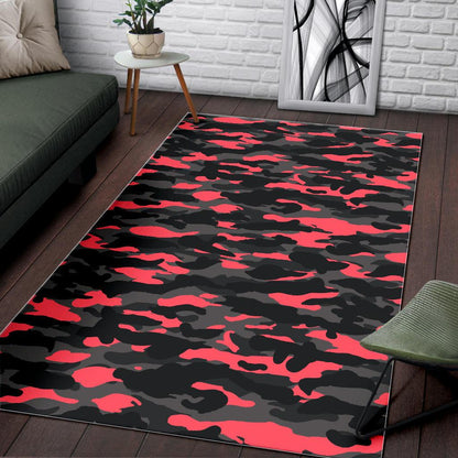 Black And Pink Camouflage Print Area Rug GearFrost
