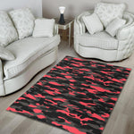 Black And Pink Camouflage Print Area Rug GearFrost