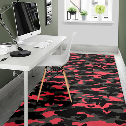 Black And Pink Camouflage Print Area Rug GearFrost