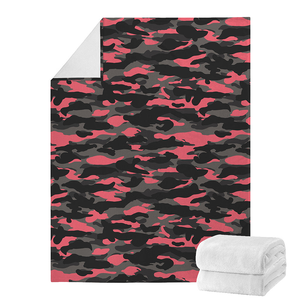 Black And Pink Camouflage Print Blanket