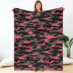 Black And Pink Camouflage Print Blanket